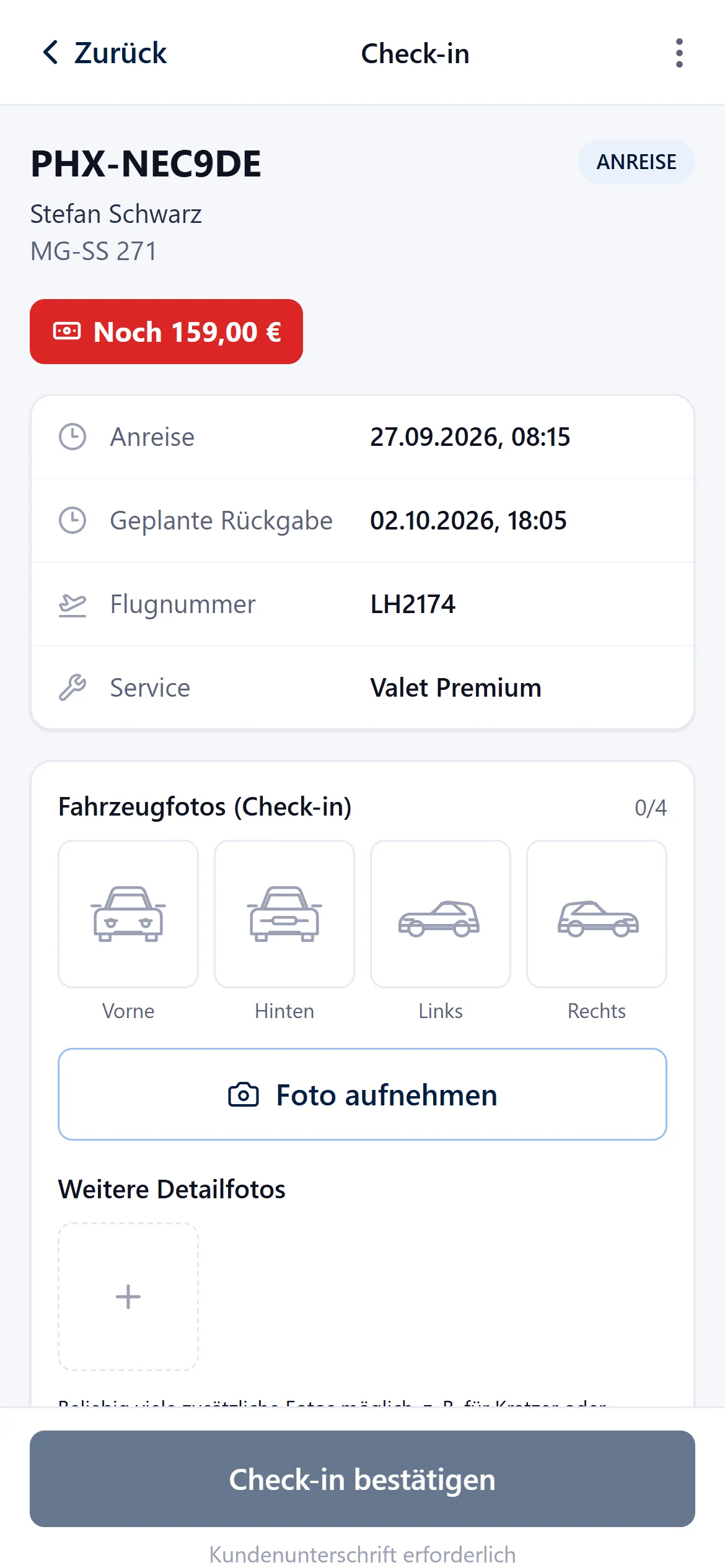 Leonix Mitarbeiter-App: Check-in mit Fahrzeugfotos